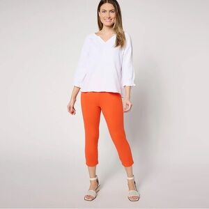 Women with Control Orange Straight-Leg Cropped Pants